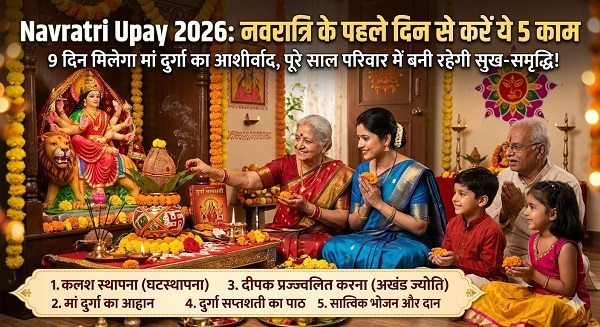 Navratri Upay 2026: नवरात्रि के पहले दिन से करें ये 5 काम, 9 दिन मिलेगा मां दुर्गा का आशीर्वाद, पूरे साल परिवार में बनी रहेगी सुख-समृद्धि!