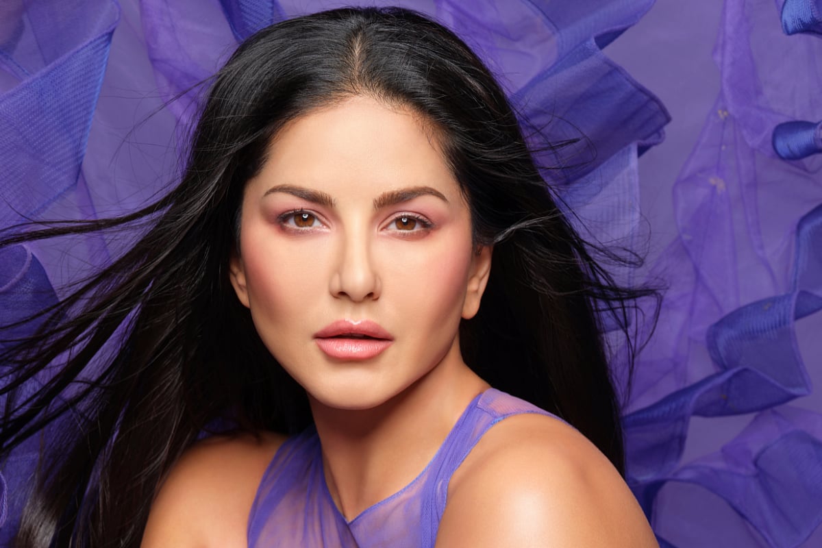 Sunny Leone in a purple portrait photoshoot